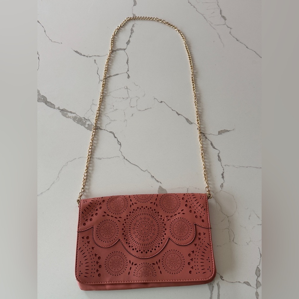 Elegant Pink Laser-Cut Crossbody Bag